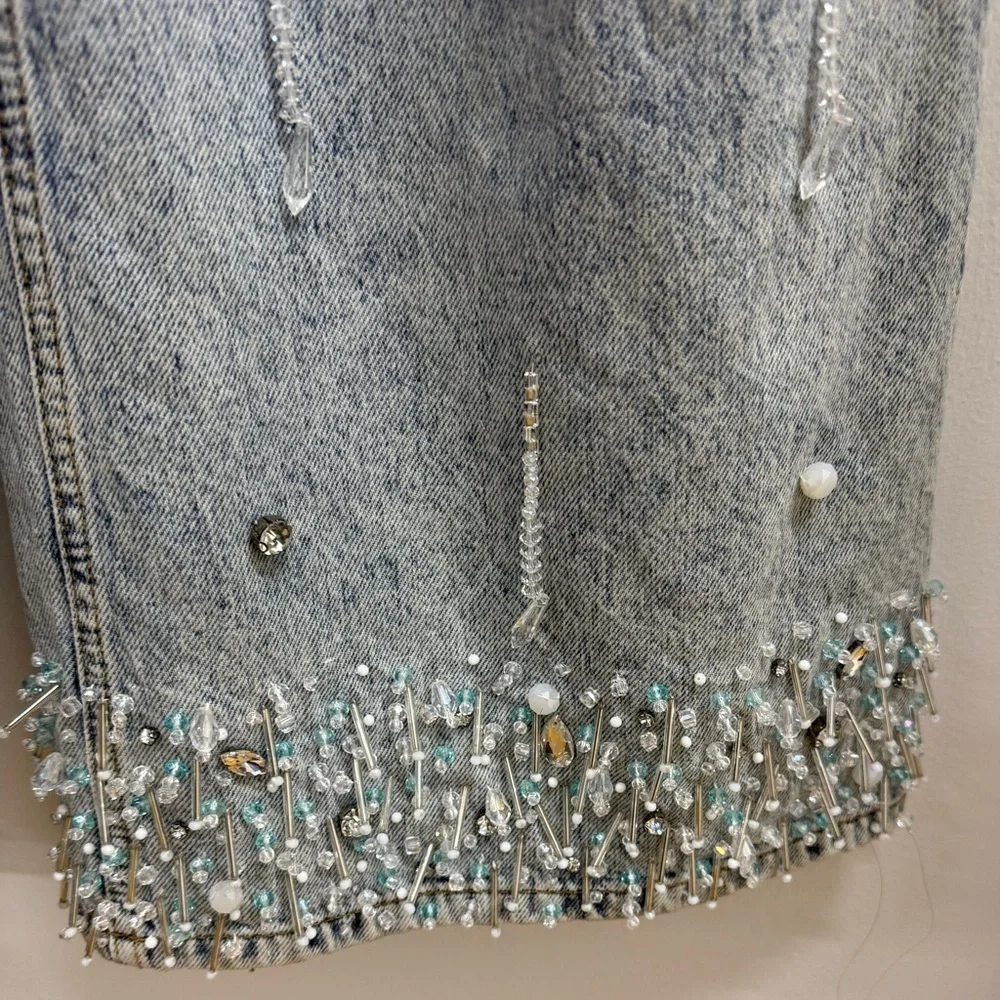NWT ITMFL Embellished Distressed Flare Jeans - Picture 8 of 12
